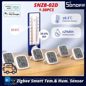 1-30PCS SONOFF SNZB-02D Zigbee Smart Temperatūros ir Drėgmės Jutiklis Su Ekranu, Dirbti Su eWeLink APP, Už Alexa 