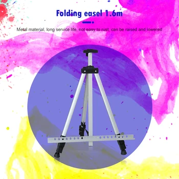 1,6 m Trikojis Ekranas Stovas Teleskopinis Sulankstymas Nešiojamų Kelionių Tapybos Molbertas Lentynos