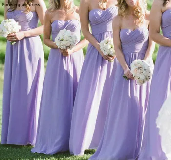 2019 Pigūs Levandų Ilgą Šifono Bridesmaid Suknelę Linija, Sodas Šalies Oficialias Vestuves Svečias Tarnaitė Garbės Suknelė Plius Dydis