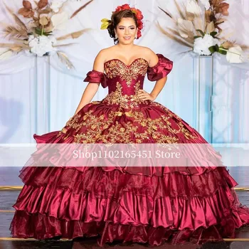 2023 Raudona Quinceanera Suknelės Stebėjimo Nėrinių Appliques vestido de 15 anos Nėrinių Appliques Saldus 16 Meksikos Merginos Prom Chalatai