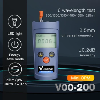 3 in 1 FTTH šviesolaidžio Galios Matuoklis VFL LED Šviesos SC/FC/ST Universalios Jungties -70~+6dBm