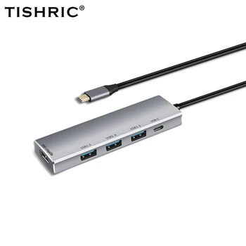5 in 1 TISHRIC Tipas-C HUB Multi Adapteris c Tipo Docking Station C Tipo Konverteris 4k Tipo-C USB/PD/HDMI suderinamus Nešiojamas