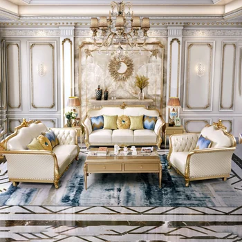 Amerikos lengvojo prabangių medžio masyvo sofa 123 sofa derinys kambarį prabanga Europos odos sofos, villa baldai
