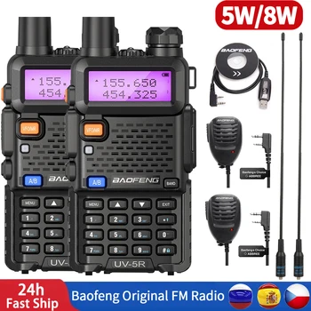 Baofeng BF-UV5R 5W/8WPortable Walkie Talkie, FM Radijas VHF/UHF Dual Band Du Būdu Radijo Mėgėjų Medžioklės UV-82 UV-9R PLIUS