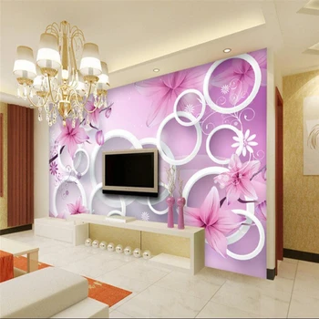 beibehang Svajonių Gėlės 3D Ratas TV Sienos Fone Tapetai, Freskos Gyvenamasis Kambarys Sofos, Miegamojo Pasirinktinis Dydis