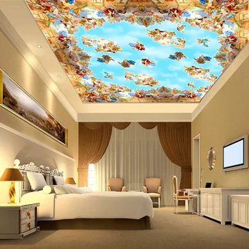 beibehang Užsakymą Tapetai 3D Viešbučio Bare Europos Retro Lubų freskomis Didelė Freska Dangaus Kambarį Miegamojo Lubų 3d Tapetai