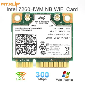 Belaidžio Wifi Korta Intel 7260HMW 7260 NB Mini PCI-E 300Mbps 802.11 N 2.4 G/5 ghz Nešiojamas 7260NB