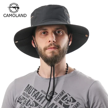 CAMOLAND Vasaros Vyrų Kibiro Kepurę Lauko UV Apsauga Platus Kraštų Panama Safari Pėsčiųjų Akių Skrybėlę Žvejys Paplūdimio Skrybėlę nuo Saulės Kepurė