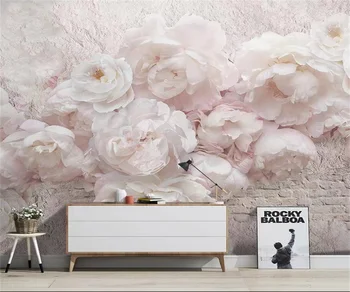 Custom didelės freskos rose pink gėlių tapetai miegamojo lovos peržiūrėti sienos 3D trimatis grožio salonas tapetai