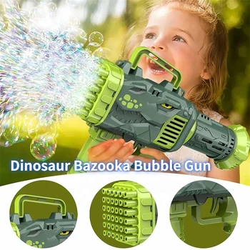 Dinozaurų Bazooka Bubble Gun Elektros 32-Hole Spalvinga Burbulus Su Šviesos Vasaros Patalpų Lauko Burbulas Žaislai, Vaikams, Žaislai, Dovanos