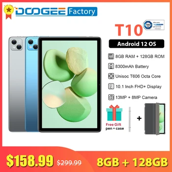 DOOGEE T10 Tablet 8GB RAM 128 GB ROM 10.1 Colių IPS FHD+ 1920*1200 Ekrano Tablečių 13MP Kamera 8300mAh 4G LTE Android 12 Padas