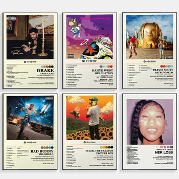 Drake Scott Travis Kanye West Šiuolaikinės Muzikos Albumo Viršelio Žvaigždė Plakatas Spaudinių Sienos Meno Tapybos Drobės Nuotraukos Foto Kambarys Namų Dekoro