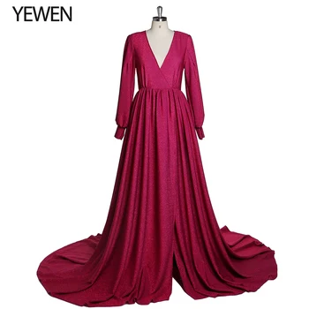 Elegantiškas vakarinę Suknelę Long Count Traukinio Moteris Oficialią Šalies Prom Dress Foto Ūgliai Suknelė YEWEN 2021