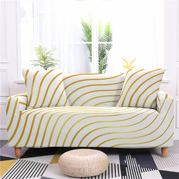 Europos Geometrinis Spausdinimo Elastinga, apsaugos nuo užsiteršimo Sofa-lova, Padengti Geltona Stiliaus All-Inclusive Sofa Rankšluostį Gyvenimo Kambario Baldai Padengti