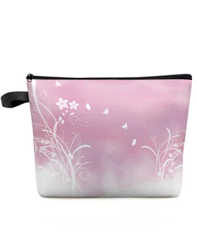 Flower Pink Butterfly Didelės Talpos Kelionės Kosmetikos Krepšys Nešiojamų Makiažas Saugojimo Dėklas Moterų Vandeniui Pieštukas Atveju