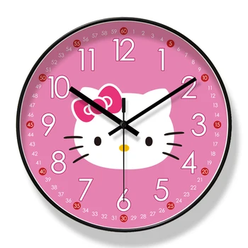 Hello Kitty Sieninis Laikrodis Automatinė Radijo Kontroliuojamas Laikrodis Namo Apdaila Modernus Dekoro Sieninis Laikrodis Vaikams Kambariai, Modernus Dizainas