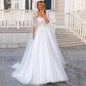 Išskirtinį Vestuvių Suknelės, Elegantiški A-linijos Gražios Aplikacijos Backless Nėrinių Dizaino Moterų 2023 Naujos Nuotakos Suknelė