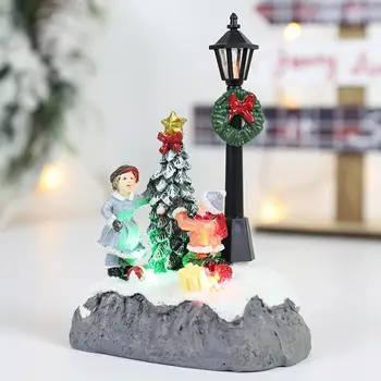 Kalėdinė Dekoracija Kaime Surinkimo Statulėlės Pastato Sniego, Kalėdų Ornamentu, Apšvietimas, Namų Židinys