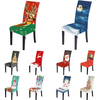 Kalėdinė Dekoracija Spandex Kėdė Padengti Valgomasis Ruožas Kėdžių Dangose Vestuvių Kėdė Slipcover Spausdintą Modelio Viešbutyje