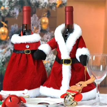 Kalėdų Dress Vyno Butelio Dangtelį, Santa Vyno Butelį, Maišelį Rankovės Linksmų Kalėdų Dekoro Vakarienė Naujųjų Metų Stalo Papuošalas Dovanų