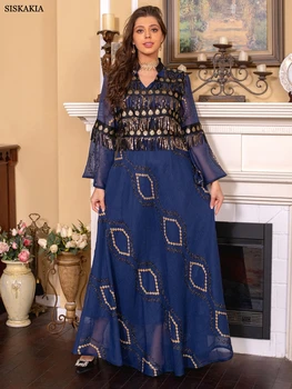 Kukli Suknelė Moteris Dubajaus Prabanga Ramadanas, Siuvinėjimai Blizgančiais Juostinės Kaftan Vestuves Kartų Ilgos Suknelės Djellaba Femme