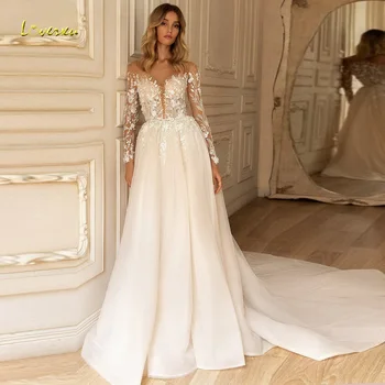 Loverxu-Line Elegantiškas Vestuvių Suknelės 2023 Brangioji Ilgomis Rankovėmis Vestido De Novia Nėriniais, Blizgučiais Švelnus Chalatas De Mariee