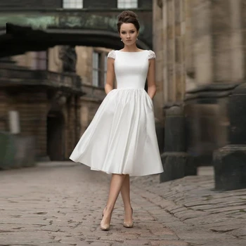 LUXIYIAO LO117 Naujas Trumpas Vestuvių Suknelės, Bžūp Rankovėmis Backless Vestuvių Suknelės Dėmių Nuotakos Suknelės, Vestuvių Svečių Suknelės Užsakymą