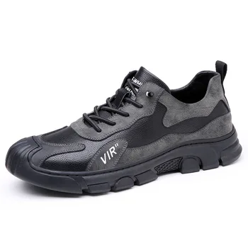 Mados Pėsčiųjų Žygius Laisvalaikio Sneaker Britų Stiliaus Turas Toe Bateliai Vyrams Natūralios Odos Juoda Vaikščioti Lauke Minkšto Dugno Batai