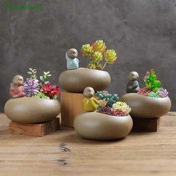 Maitrėjos Grubus Keramikos Sultingi Bambuko Gėlių Puodą Keramikos Stalo Kinų Dzeno Žaliųjų Augalų Bonsai Asmenybės Ornamentu