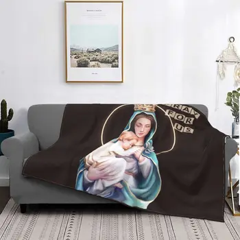Mergelės Marijos Ir Kūdikio Jėzaus Vilnos Mesti Antklodės katalikų švč Antklodė už Sofa Travel Minkštas Lovatiesė