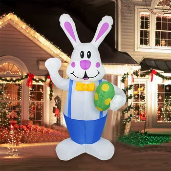 Milžinišką 1.9 M White Rabbit Velykų Zuikis su LED Žibintai, Pripučiami Žaislai, Lauko Šeimos Namuose Šalis Dekoro Office Ornamentu