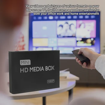 Mini Full 1080p Media Player MPEG / MKV / H. 264 su H-D-M-I AV, USB 2.0 Priimančiosios SD atminties Kortelių Skaitytuvo Lizdas IR Nuotolinio Valdymo HDTV