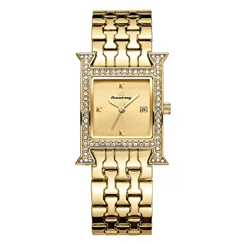 Moteriški Laikrodžiai Prabangos Prekės Kvarco HSquare Žiūrėti Nerūdijančio Plieno Aukso Laikrodžiai Vandeniui Diamond Ponios Žiūrėti Mėgėjams Dovana