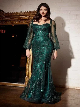 Motina Nuotakos Suknelės Grindų Ilgis Elegantiškas Vestuvių Svečių Chalatai ilgomis Rankovėmis, Nėriniai Oficialų Slim-Line Sijonas Šalis