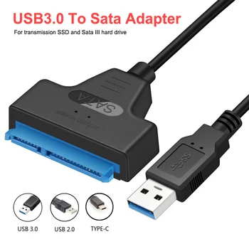 Naujas USB SATA 3 Kabelis Sata Į USB 3.0 Adapteris, IKI 6 Gb / s Paramos 2.5 Colio Išorinis SSD HDD Kietąjį Diską 22 Pin Sata III A25