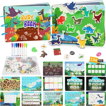 Naujausias Dinozaurų Temos Užimtas Knygos Vaikams, Žaislai Amžiaus 3-5 Ikimokyklinio Ugdymo Mokymosi Montessori Žaislai mažiems Vaikams Ramioje Knyga