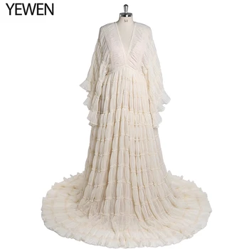 Naujausias Elegantiškas V Kaklo Tampri Juosmens Fomal vakarinę Suknelę Bohemijos Paplūdimio Vestuvių Suknelė Moterims Nemokamai Siųsti Slydimo YEWEN YW220406-1