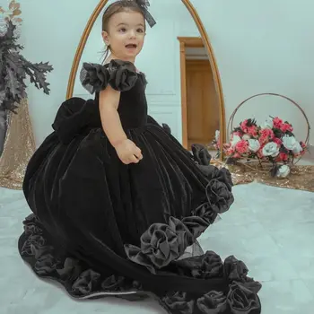 Naujų Gėlių Mergaitės Suknelė Blizgučiai Tiulio Appliques Vaikų Vestuves Suknelė Pirmos Komunijos Suknelė
