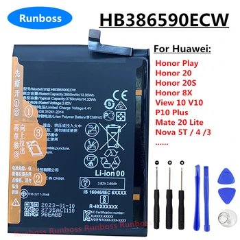 Originalus HB386590ECW Baterija Huawei Nova 5T/3/4 P10 Plius Garbė Žaisti 20s 8X Mate 20 Lite YAL-AL00 YAL-L21 YAL-L61/D YAL-L71
