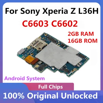 Originalus Plokštė Sony Xperia Z L36H C6603 C6602 atrakinti Motininės plokštės logika lenta su pilna žetonų 
