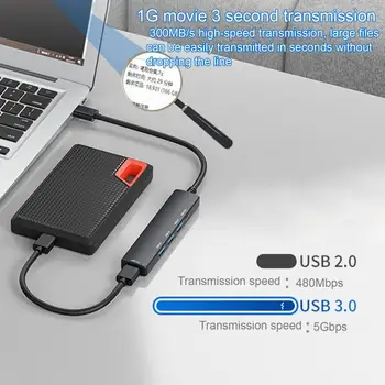 Platus Suderinamumas Nešiojamų Didelės Spartos Perdavimo 5-in-1 USB Tipo C Hub Splitter Hub Kompiuterių Priedai