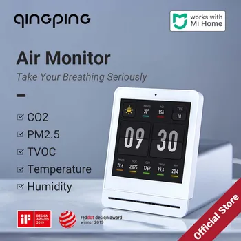 Qingping Oro Stebėti,5in1 Patalpų Oro Kokybės Matuoklis Aptinka KD2.5,TOVC,Temperatūros, CO2,Drėgmės, Oro Jutiklis 