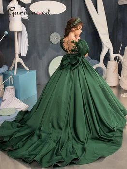Reljefiniai Žalia Gėlių Mergaitės Suknelė Gana Mergaitė, Suknelė Princesė Dress Pirmosios Komunijos Suknelė Bžūp Rankovėmis Mergina Vestuvės Dress