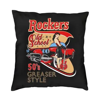 Rockabilly Pinup Derliaus 1950 Pagalvėlių Apvalkalus, Sofos Namų dekoro Muzika, Pop Aikštėje Pagalvę Padengti 40x40 Sofos Pagalvėlių
