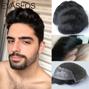 Sandėlyje Natūralių Žmogaus Plaukų Pakeitimo Vyrų Hairpiece Sistema Toupee Rankų Darbo Šveicarijos Nėriniai Su Odos K6 Bazės Vyrų Perukas Kirpimas