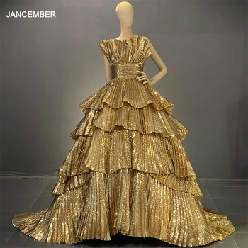 SCZ021 Prabangus Aukso Raukiniai Dubajus Vakaro Suknelės Moterims Vestuves Elegantiškas Troškinti Ilgai Prom Oficialią Chalatai فستان سهرة