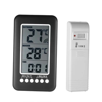 Skaitmeninis Belaidis Termometras LCD ℃/℉ vidaus/Lauko Termometras, Laikrodis Temperatūros Matuoklis Su Siųstuvas
