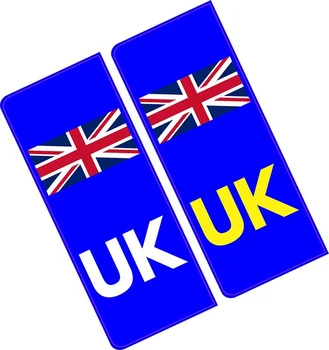 UK Automobilio Numerio ženklas - Vinilo Lipdukai - Union Jack - NE ES Vėliava Brexit - Pack pakeista 2 GB Lipdukas