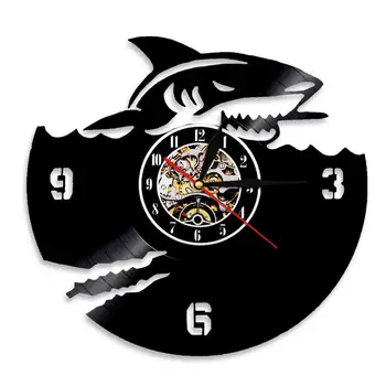 Unikalus Sieninis Laikrodis Shark Vinilo Įrašas Laikrodis Jūrų Sieninis Laikrodis Jūros Gyvūnų Sienų Dekoras Laikrodis Modernus Dizainas Už Kambarį