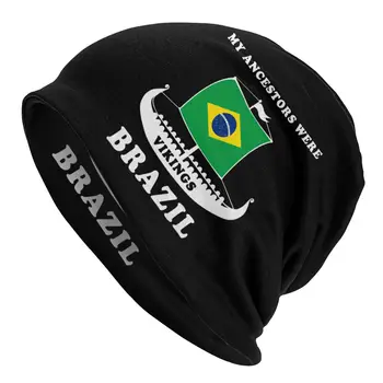 Unisex Žiemą Šiltas Variklio Dangčio Homme Mezgimo Skrybėlės Mados Mano Protėviai Buvo Vikingai, Brazilija Beanie Kepurė Slidinėjimo Brazilijos Didžiuojasi Beanies Kepurės